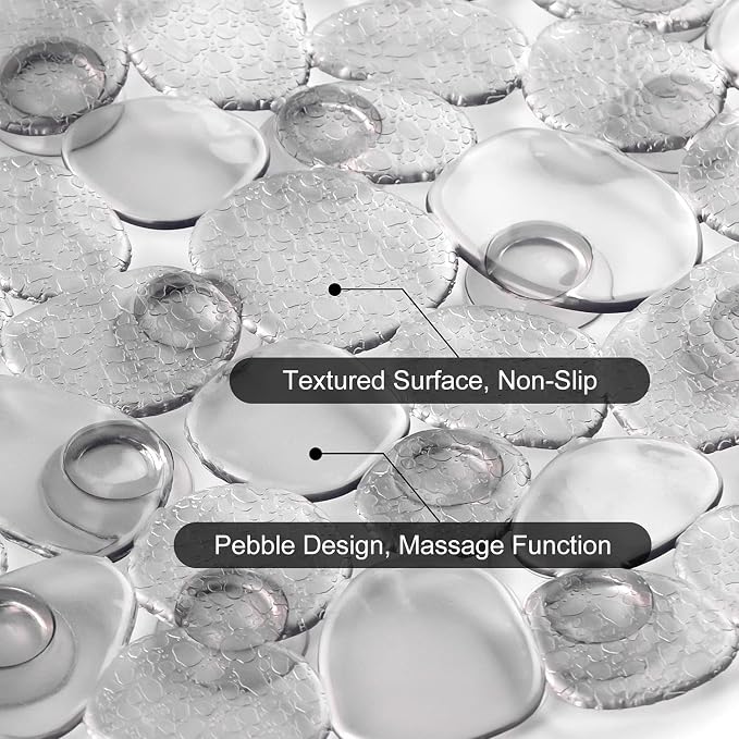 WELTRXE Pebbles Bathtub Mat Non Slip Oval Shower Mat - Image 4