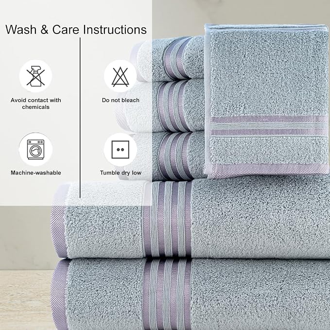 CASA COPENHAGEN Zero Twist, 6 Pieces Set 100% Cotton 0" Twist Towel Set- Grey - Image 5