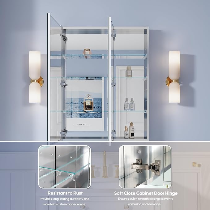 WELLFOR 28" x 36" Bathroom Medicine Cabinet - Image 4