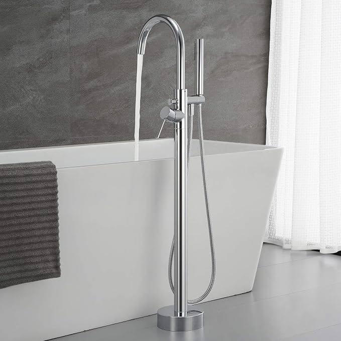 Freestanding Tub Filler Bathtub Faucet Chrome Single Handle Floor Mounted - Image 3