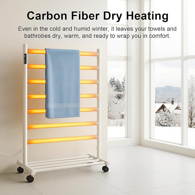 GROWNEER Upgraded Heated Towel Rack, 7 Bars Towel Warmer Rack, Wall Mounted & - Image 4