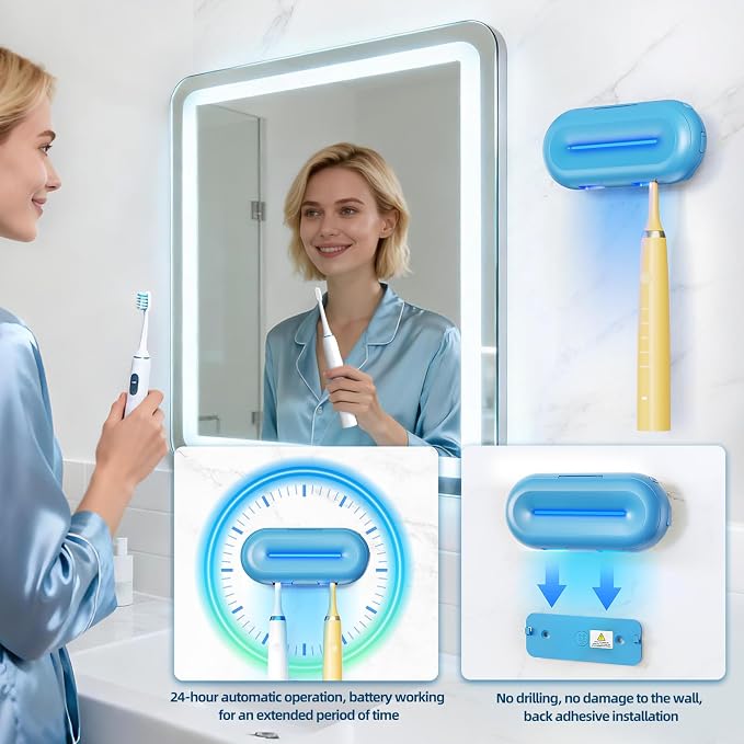 Toothbrush sanitizer, Heating-Drying, UV Toothbrush Holder, 2 Independent - Image 7
