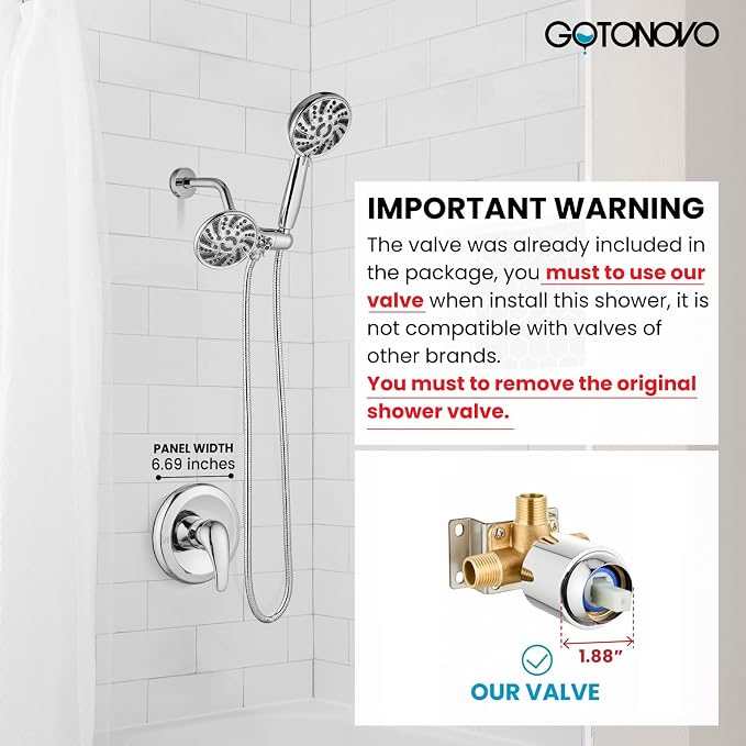 gotonovo Dual 2 in 1 Shower Head Kit High Pressure Combo System Shower Faucet 6 - Image 2
