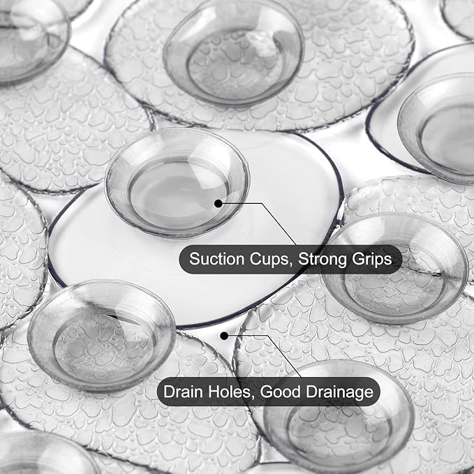 WELTRXE Pebbles Bathtub Mat Non Slip Oval Shower Mat - Image 5