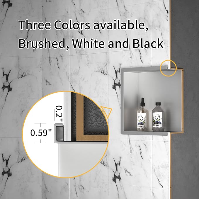 Stainless Steel Shower Niche 36" X 12" Matte Black No Tile Needed Horizontal - Image 7