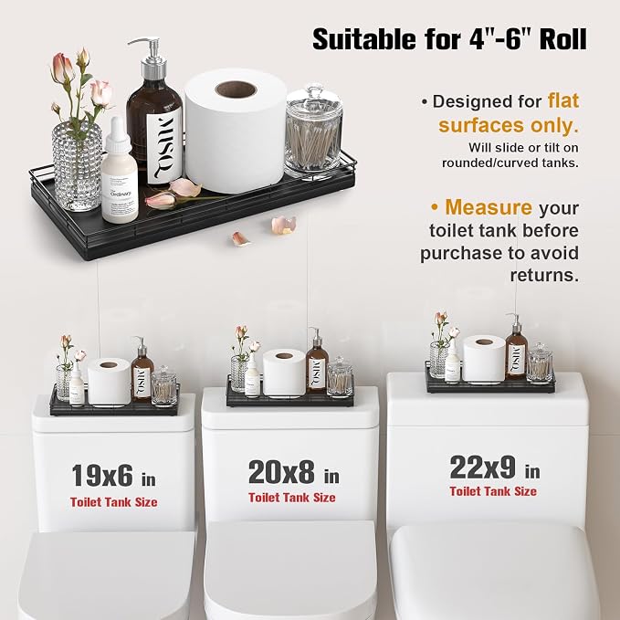 Oak Bathroom Toilet Tank Tray, for Perfume Makeup Candle Kitchen Counter Coffee - Image 5