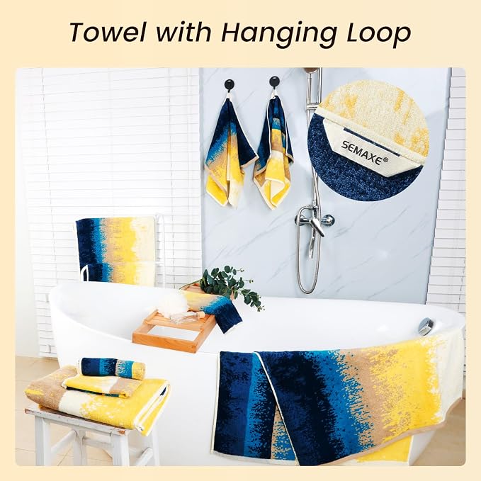SEMAXE Colorful Bath Towel Set, 100% Cotton Bathroom Towels - Image 4