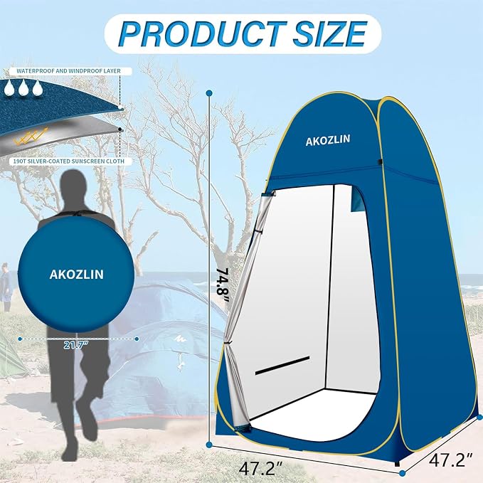 AKOZLIN Portable Pop Up Shower Tent Instant Privacy Dressing Changing Tent - Image 2