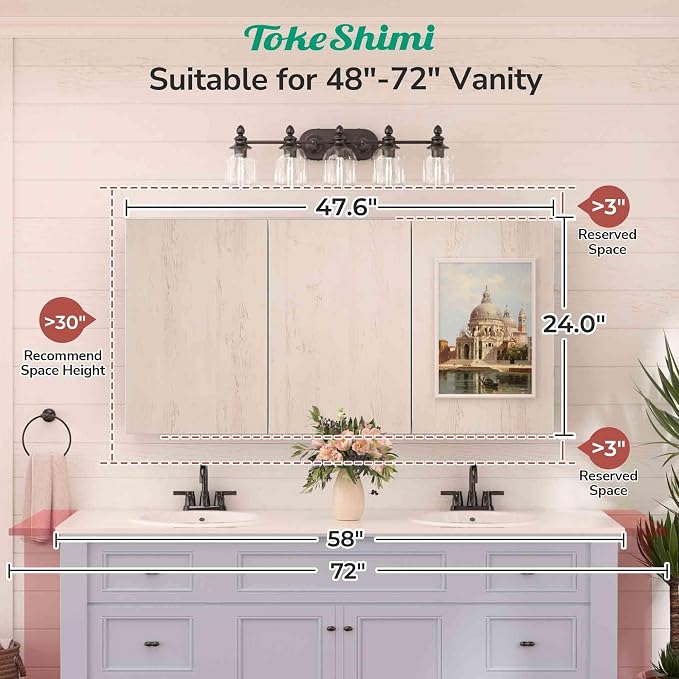 TokeShimi 48x24 Bathroom Medicine Cabinet - Image 4