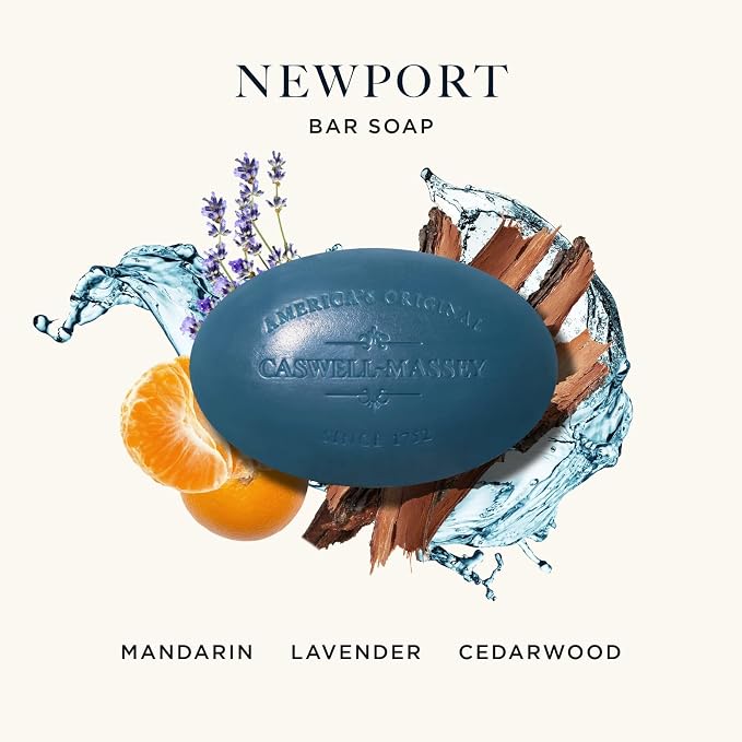 Caswell-Massey Newport Men’s Bar Soap, Sophisticated Marine Scent, Moisturizing - Image 2
