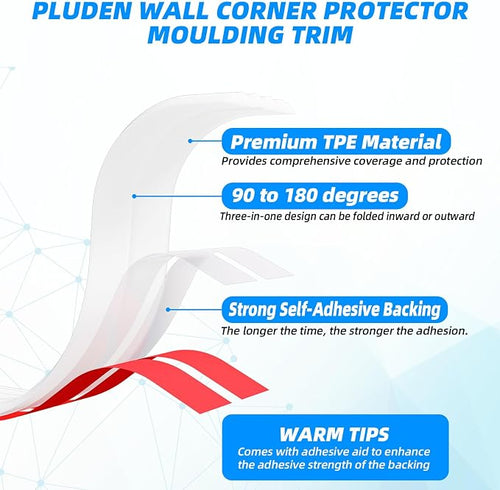 10FT Flexible Wall Corner Protector Moulding Trim, Peel and Stick Inside & - Image 2