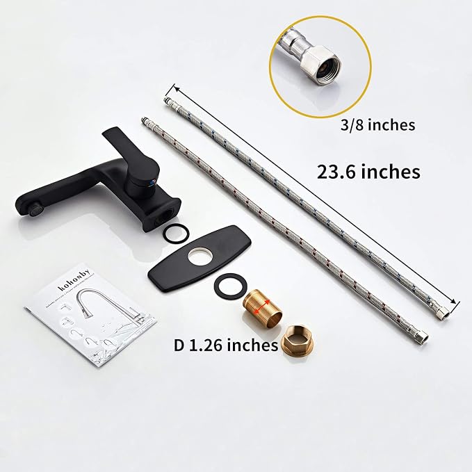 Modern Black Bathroom Faucet, Single Handle Commercial Bathroom Sink Faucet - Image 5