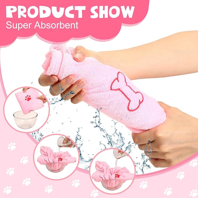 Chumia 4 Pcs Dog Towels for Drying Dog Puppy Bulk Microfiber Absorbent Paw - Image 2