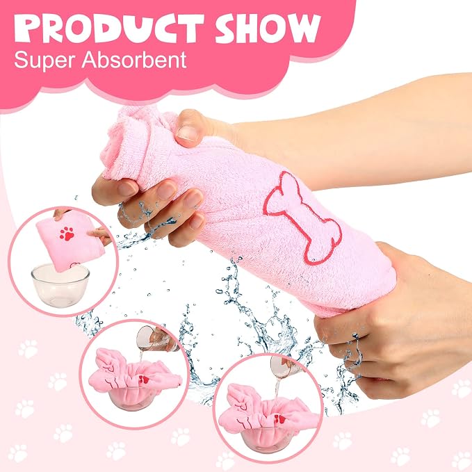 Chumia 4 Pcs Dog Towels for Drying Dog Puppy Bulk Microfiber Absorbent Paw - Image 2