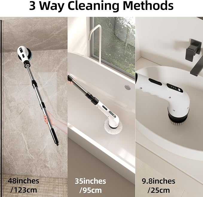 Electric Spin Scrubber for Cleaning, 9 in 1 Changeable Bathroom Scrubber - Image 4