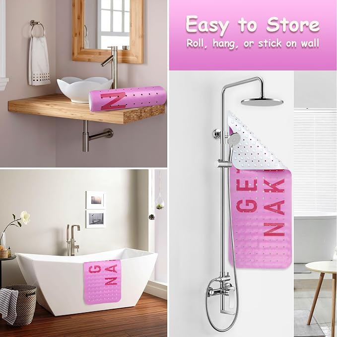 Bathtub Mat Non Slip, Get Naked Extra Long Bath tub Mat Shower Floor Mat - Image 4