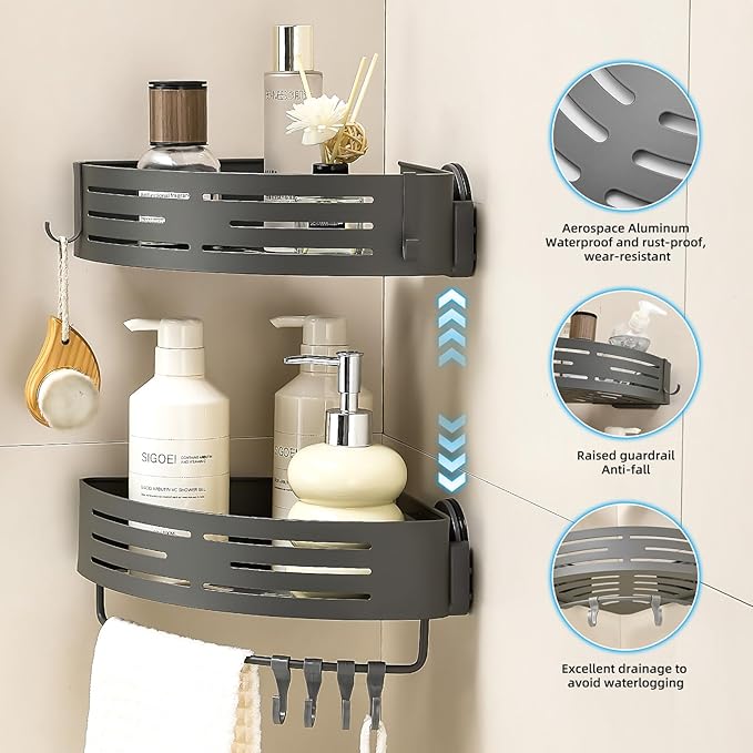 Suction Cup Shower Caddy Corner, Shower Storage Rack - Image 3