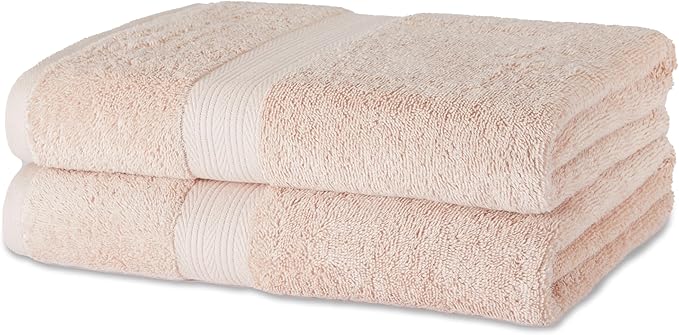Amazon Basics Fade-Resistant 100% Cotton Bath Towel, 2 Pack, Blush Pink by AmazonBasics