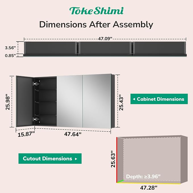 TokeShimi 48x26 Recessed Medicine Cabinet - Image 2