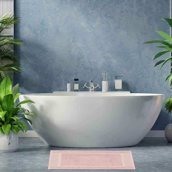 White Classic Luxury Bath Mat Floor Towel Set - Image 8