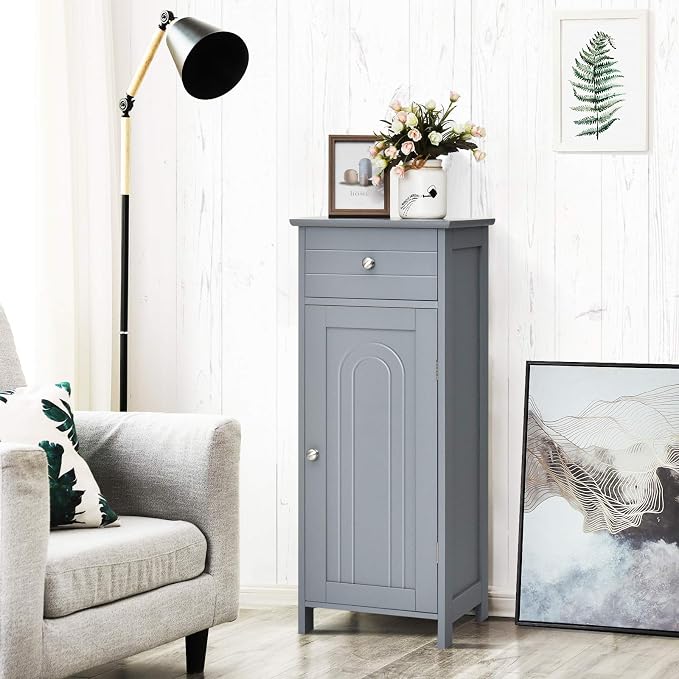DORTALA Bathroom Floor Cabinet, Free-Standing Wooden Floor Storage Cabinet - Image 9