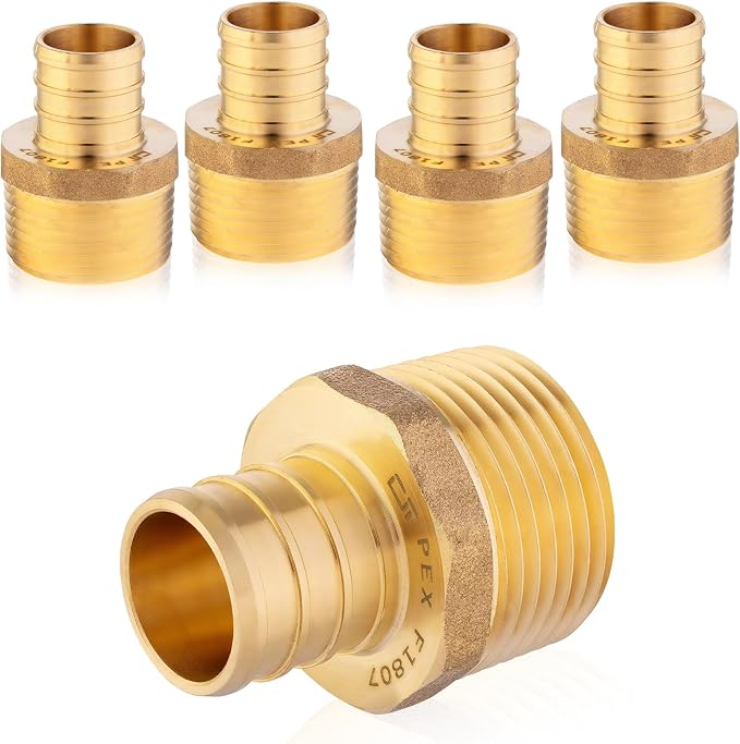 5-Pack HeSun PEX Fittings, Brass Crimp Male Adapter Fitting by HeSun