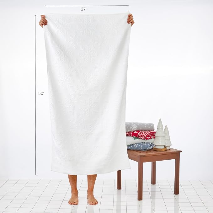 SKL Home Christmas/Winter/Gift Subtle Snowflakes Bath Towel - Image 2