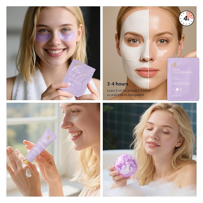 Christmas Gifts for Women, Lavender 33 Pcs Spa Bath & Body Gift Set, Face Sheet - Image 5
