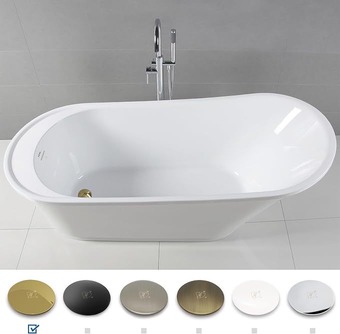 FerdY Langkawi 67" Acrylic Freestanding Bathtub, cUPC Certified, Polished Gold - Image 3