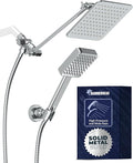 HammerHead® Solid Metal Dual Shower Head Combo — 8" Square Rain Shower Head by HammerHeadShowers