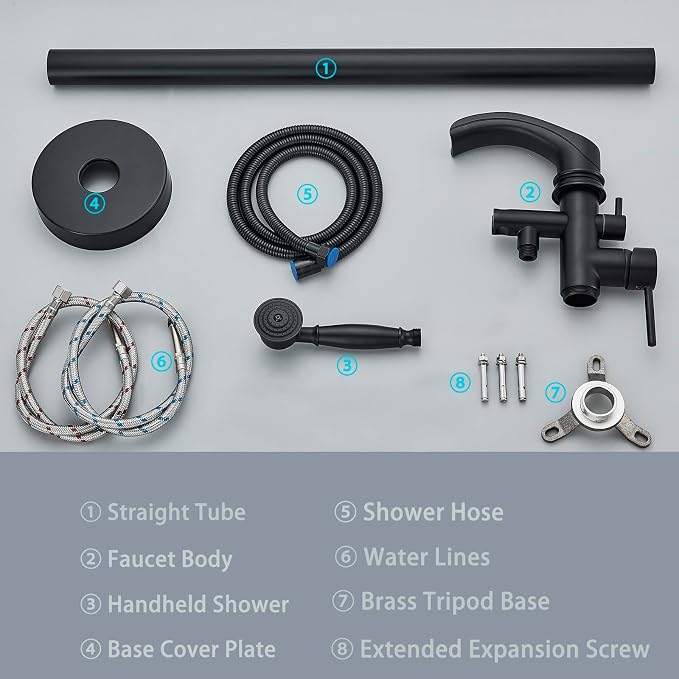 Senlesen Matte Black Bathroom Single Handle Freestanding Bathtub Faucet Floor - Image 9