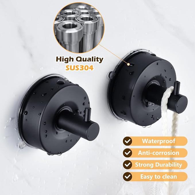 YOHOM Suction Cup Hooks for Shower Wall Bathrooms Towels Hook for Glass Door - Image 3