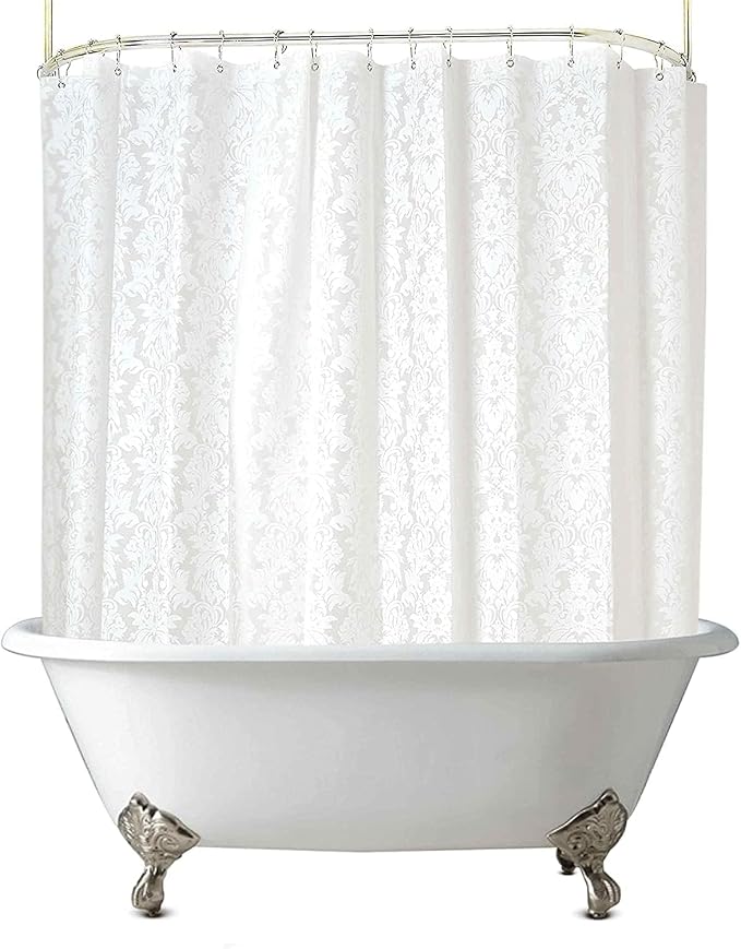 Clawfoot Tub Shower Curtain 180x60 Inch Damask Liner All Warp Around Extra Wide by De-Mediocre
