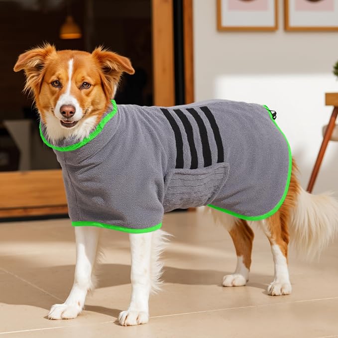 Microfibre Dog Bathrobe Dog Towel Wrap Super Absorbent Dog Drying Coat Bath Robe by HezzLuv