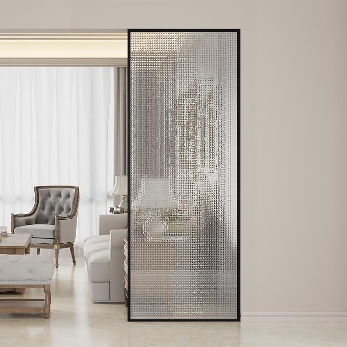Dimaris Shower Door 30" X 78" Tempered Fluted Glass Framed Shower Screen Shower - Image 2