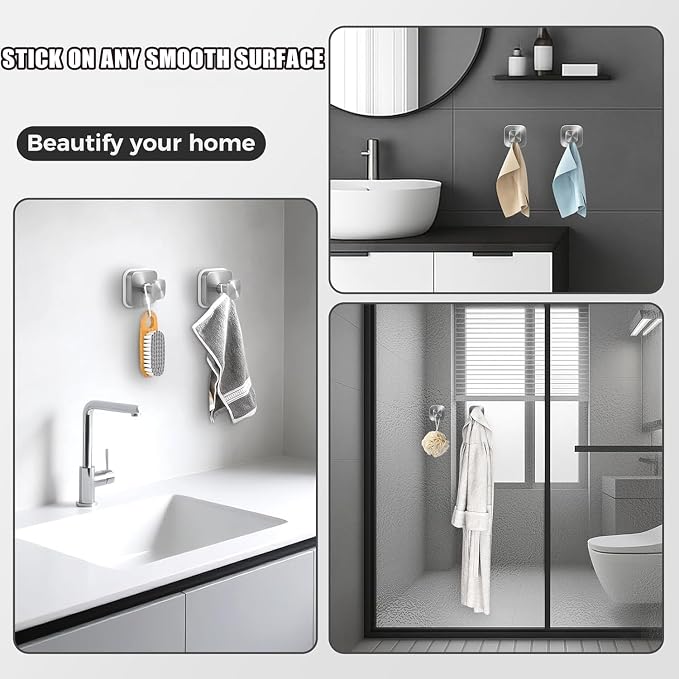 2Pcs Square Suction Cup Hook, 304 Stainless Steel Shower Hook, Removable - Image 9