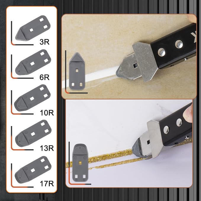 Caulking Tool Kit, Stainless Steel Caulk Remover Tool, 4 in 1 Grout Removal Tool - Image 5