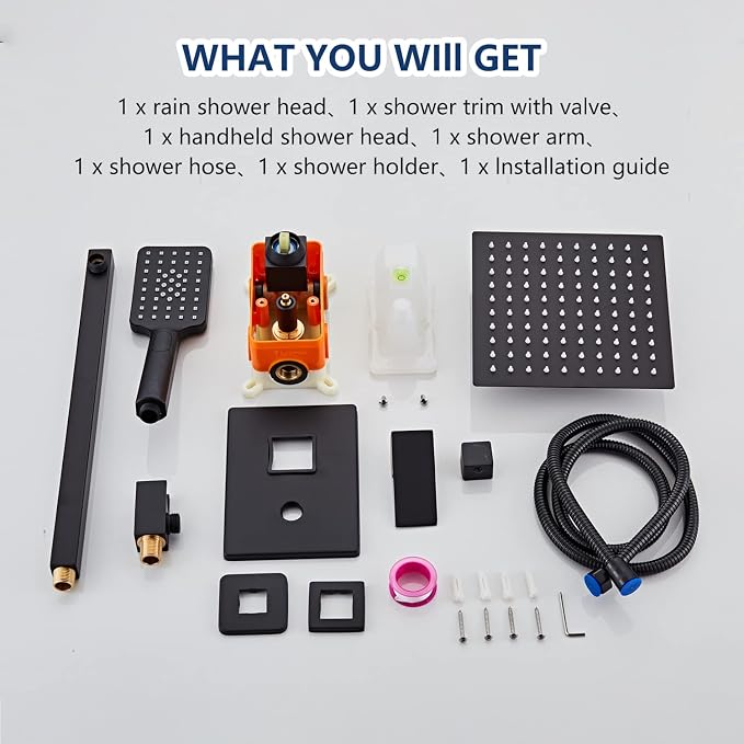 8 Inch Shower System with Tub Spout, Square High Pressure Shower Head, - Image 2