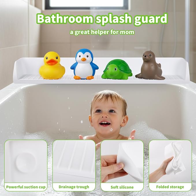 Splash Guard for Bathtub Kids, 2.62Ft Longer Silicone Bathtub Water Guards Play - Image 3