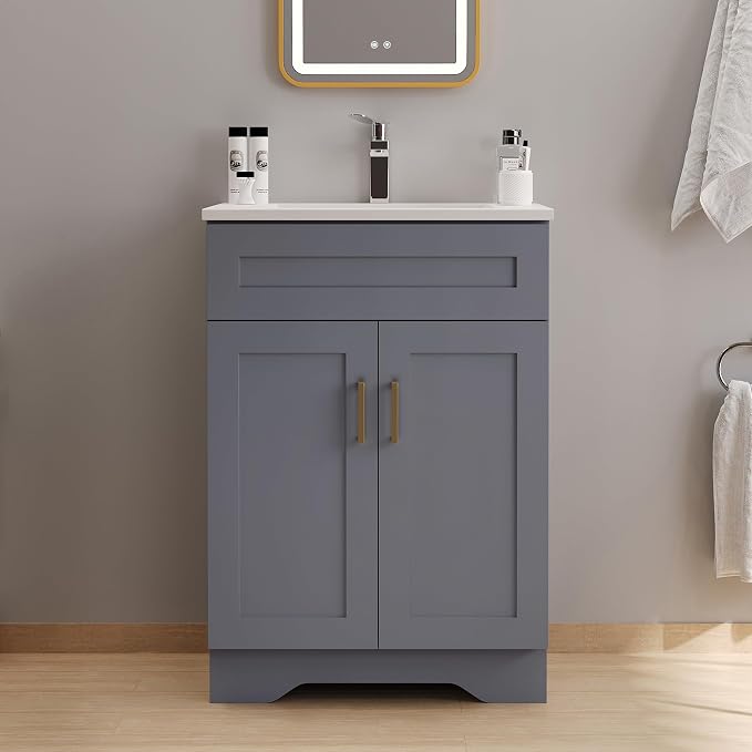 24 Inch Bathroom Vanity with Sink, Bathroom Storage Vanity Cabinet by Chyanmoo