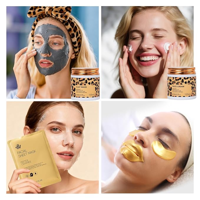 Leopard 32 Pcs Facial Skin Care Set, Spa & Self-Care Gifts, Bath and Body Gifts - Image 2