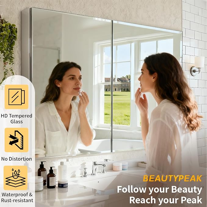 BEAUTYPEAK 40 x 26 Inch Medicine Cabinet - Image 3