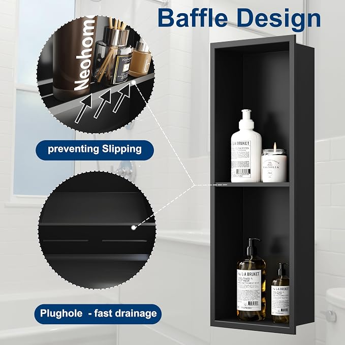 Neodrain Shower Niche Double Shelf Stainless Steel No Tile Needed Bathroom - Image 5