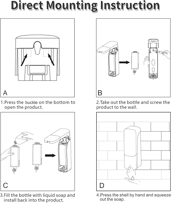 Hand Soap Dispenser Wall Mount, 10fl.oz/300ml Liquid Soap Dispenser Bathroom - Image 6