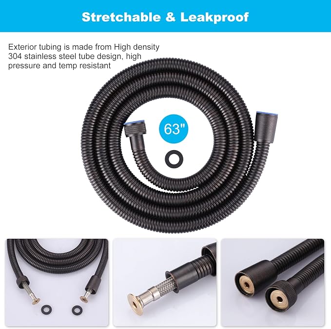 63 Inches Shower Hose Oil-Rubbed Bronze Finished, ALEASHA SUS 304 Stainless - Image 2
