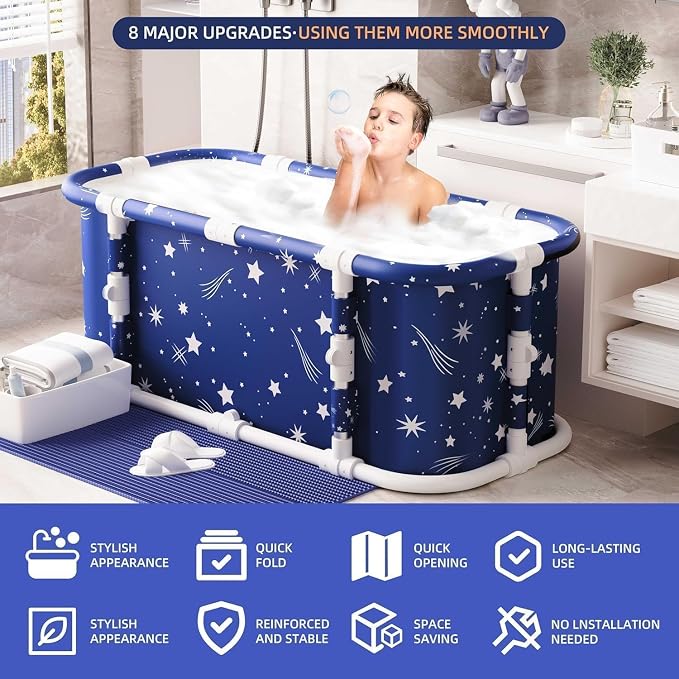 Portable Bathtub, 47“ Foldable Bathtub-Installation Free, 7 Layers Thicken - Image 5