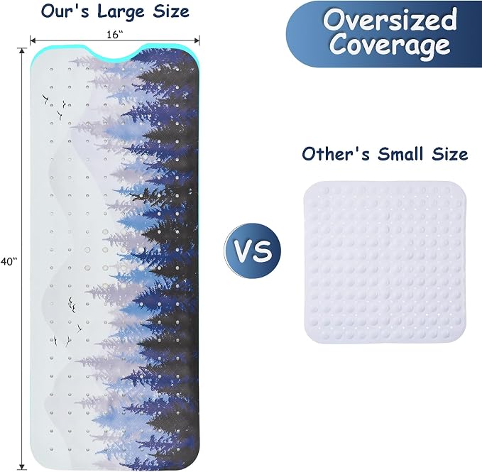 Bathtub Mat Non Slip, Forest Extra Long Bath tub Mat Shower Floor Mat - Image 2