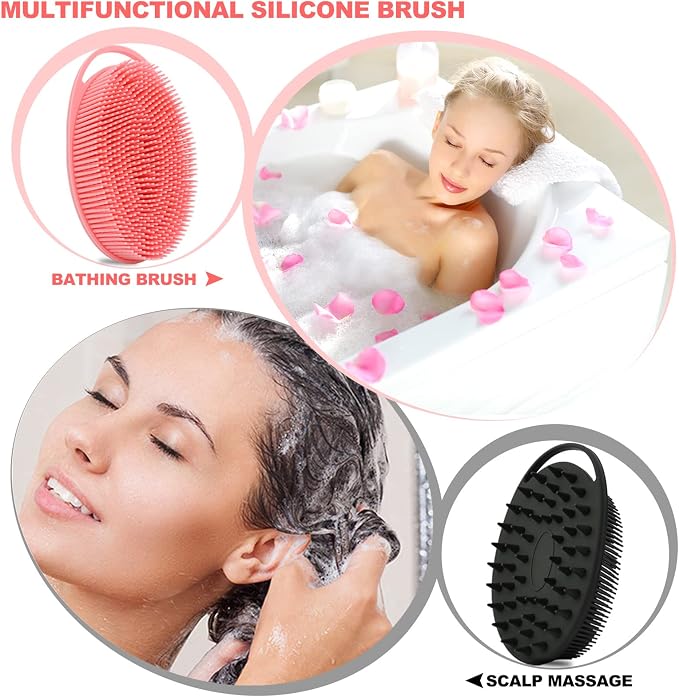 2 Pack Silicone Body Scrubber, Loofah Double-Sided Body Brush, Shower Scrubber - Image 4