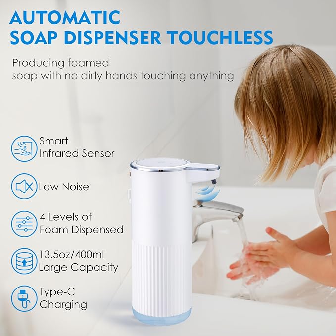 Automatic Foaming Soap Dispenser, 4-Level Adjustable Electric Foam Hand Soap - Image 2