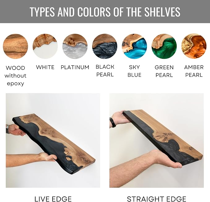 RWA Live Edge Floating Shelf – Unique Wood Floating Shelf - Image 9